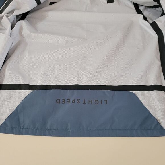 Your Turn Active Men's Blue Gray Hooded Performance Rain Jacket - Picture 10 of 15